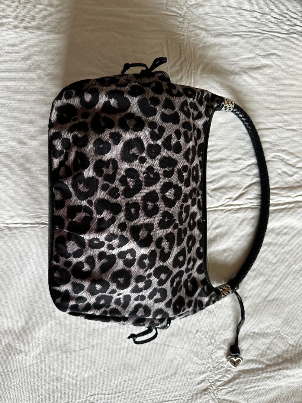 Brighton Jillian Hobo Bag Black Gray Cheetah Ripstop Nylon w/ Box & Dustbag